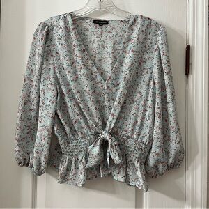 Floral Smocked Waist Blouse/Medium